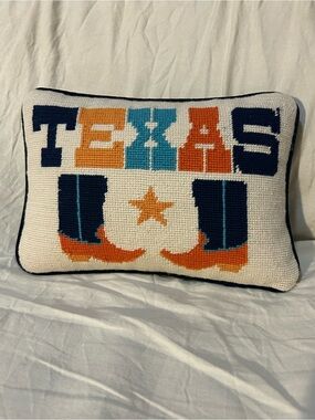 Jonathan Adler Texas Needlpoint Throw Pillow 12x8
